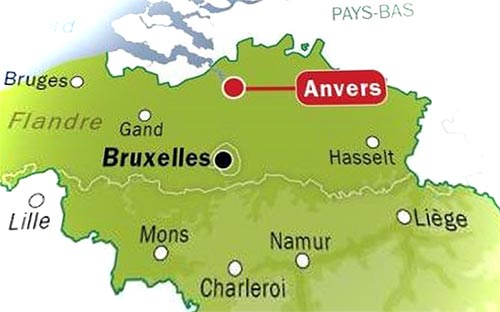 Anvers - Carte de Belgique