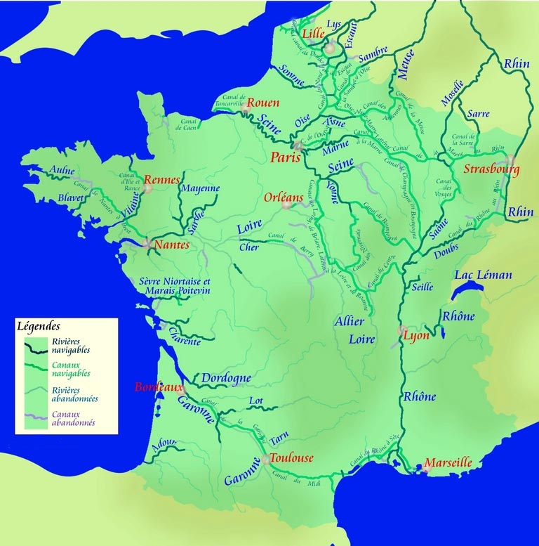 Carte des fleuves et rivières