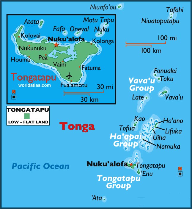 Carte des îles Tonga