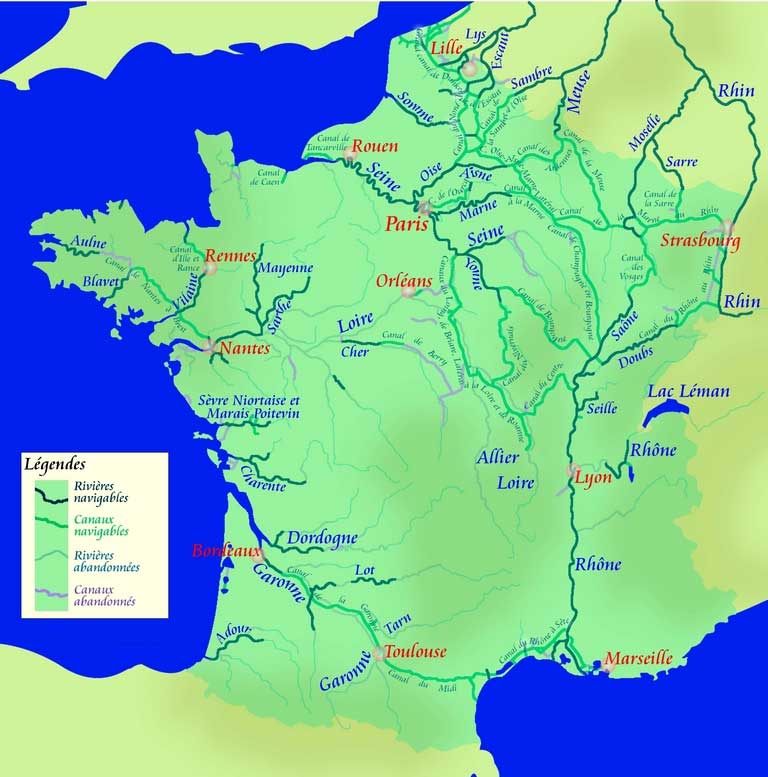 Rivières - Carte fluviale de France