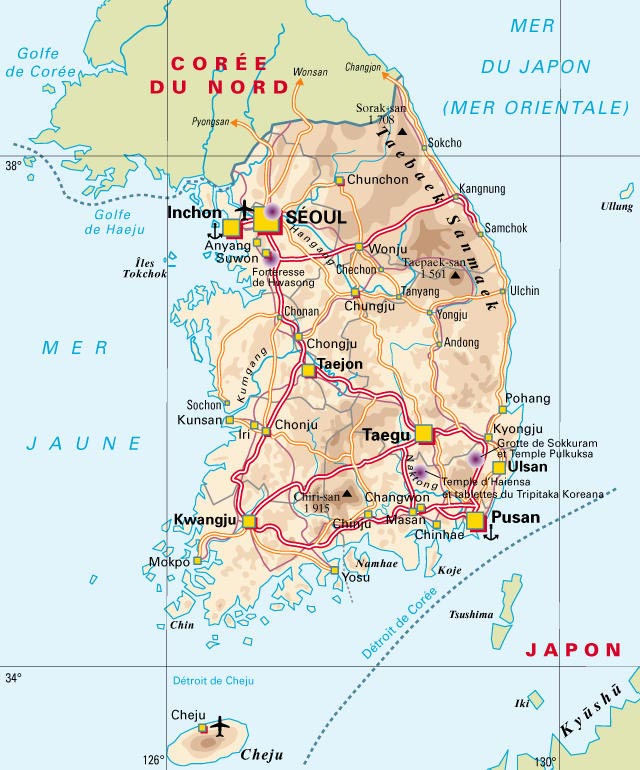 Corée Sud - Carte