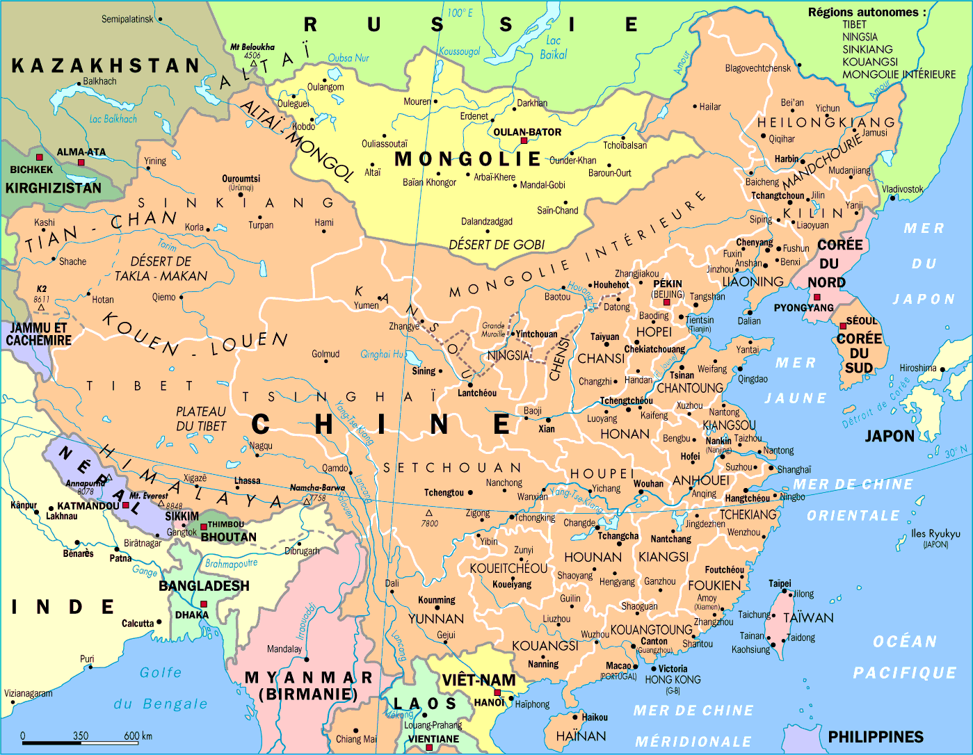 carte de la chine du nord