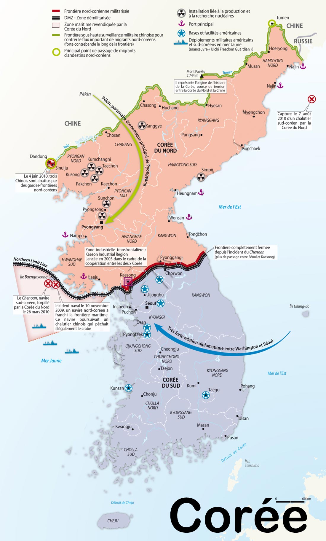 carte frontiere coree