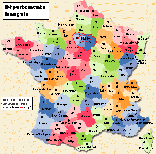 carte des départements de france 2016