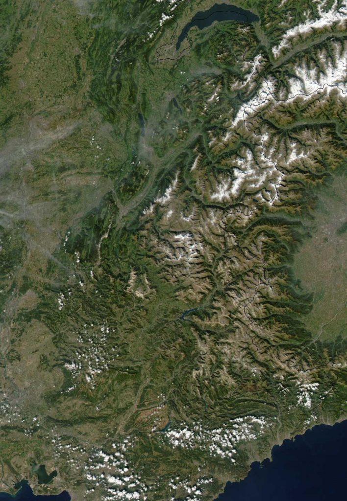 Carte satellite du Sillon Alpin