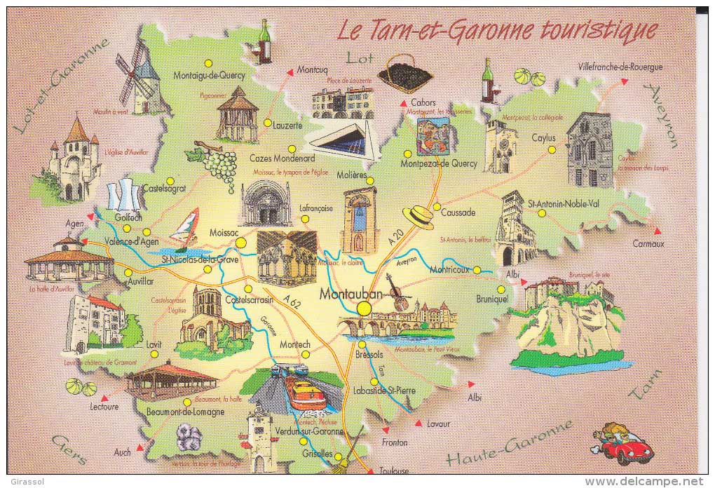 Tarn et Garonne carte touristique