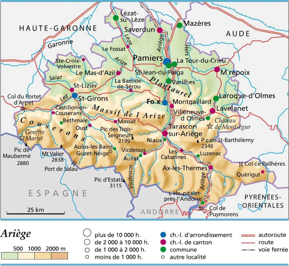 carte routiere ariege Carte Ariège » Vacances   Guide Voyage