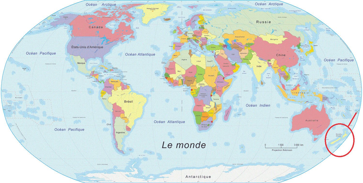 nouvelle zélande carte du monde