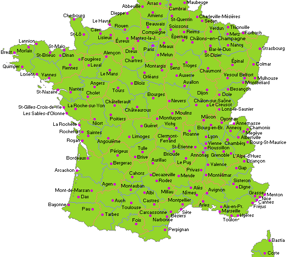 Carte de France - Villes