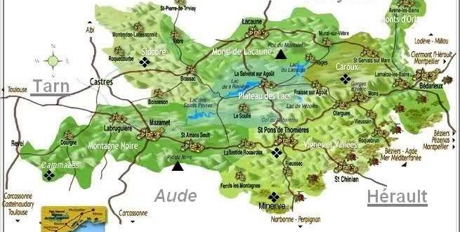 Carte du Parc naturel du Haut Languedoc