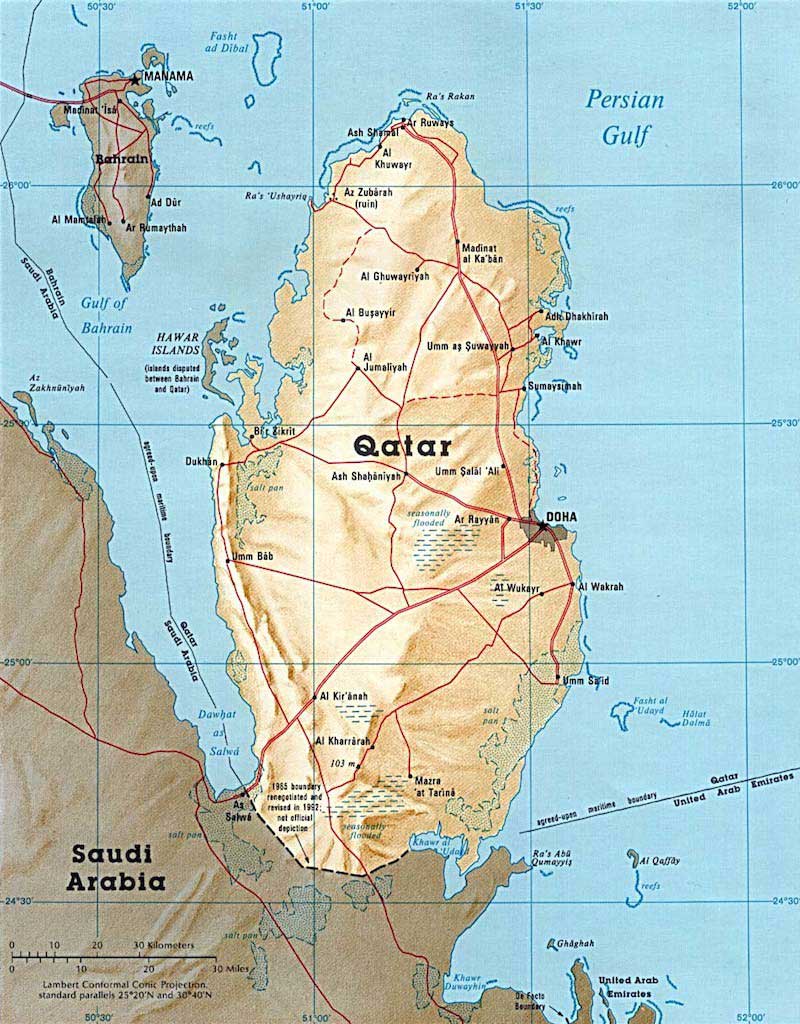 image du placement du Qatar sur la carte