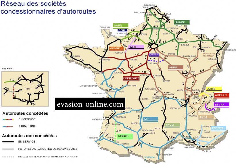 Carte des Autoroutes en France