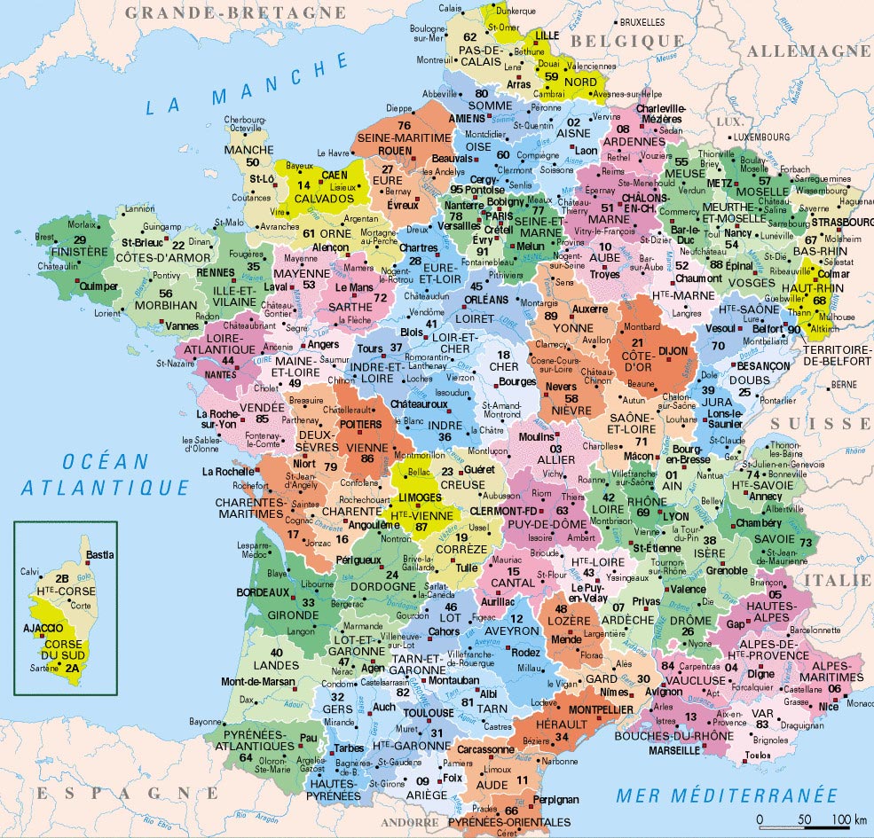 Carte départements français