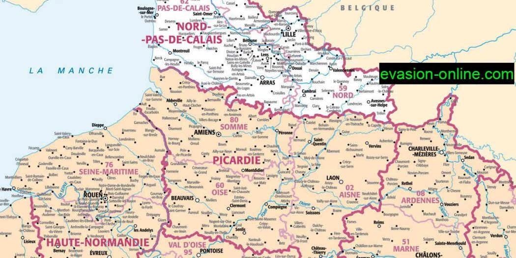Carte du nord ouest de la France