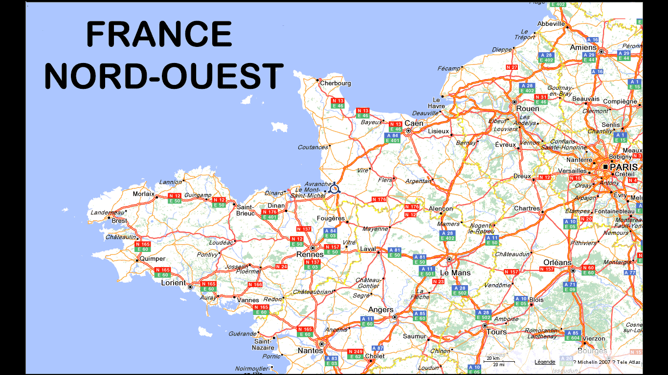 carte du nord ouest de la france