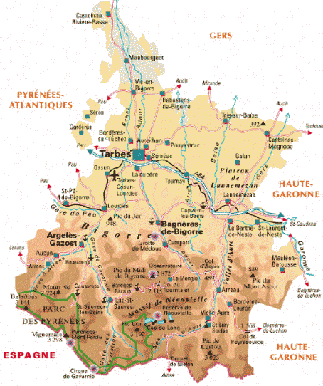 hautes pyrénées carte touristique