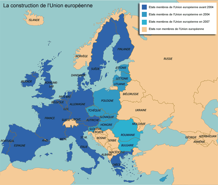 Carte pays UE - Union européenne