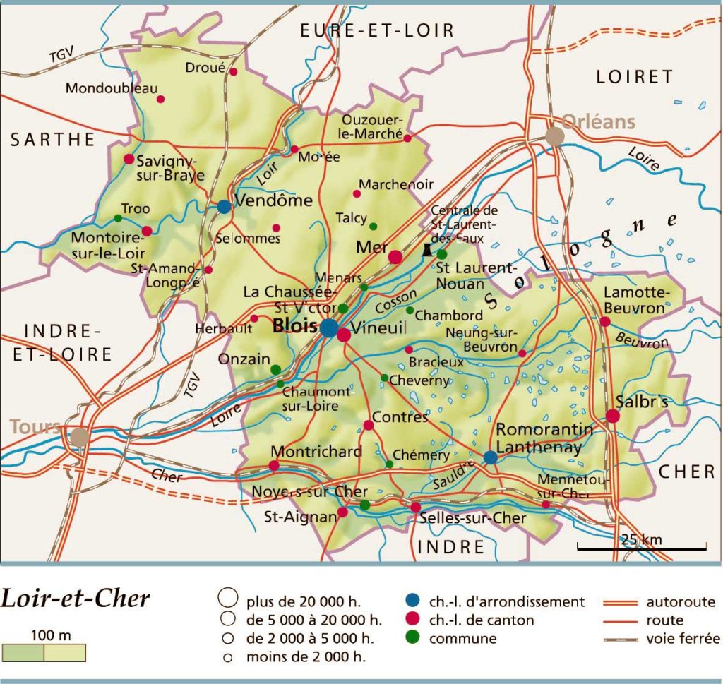 Loir et Cher carte détaillée