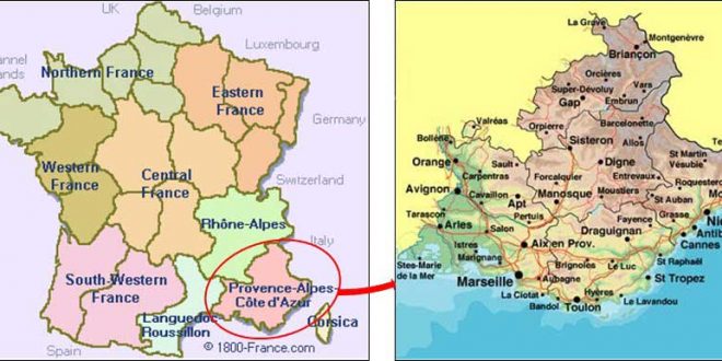 Carte de la région Provence