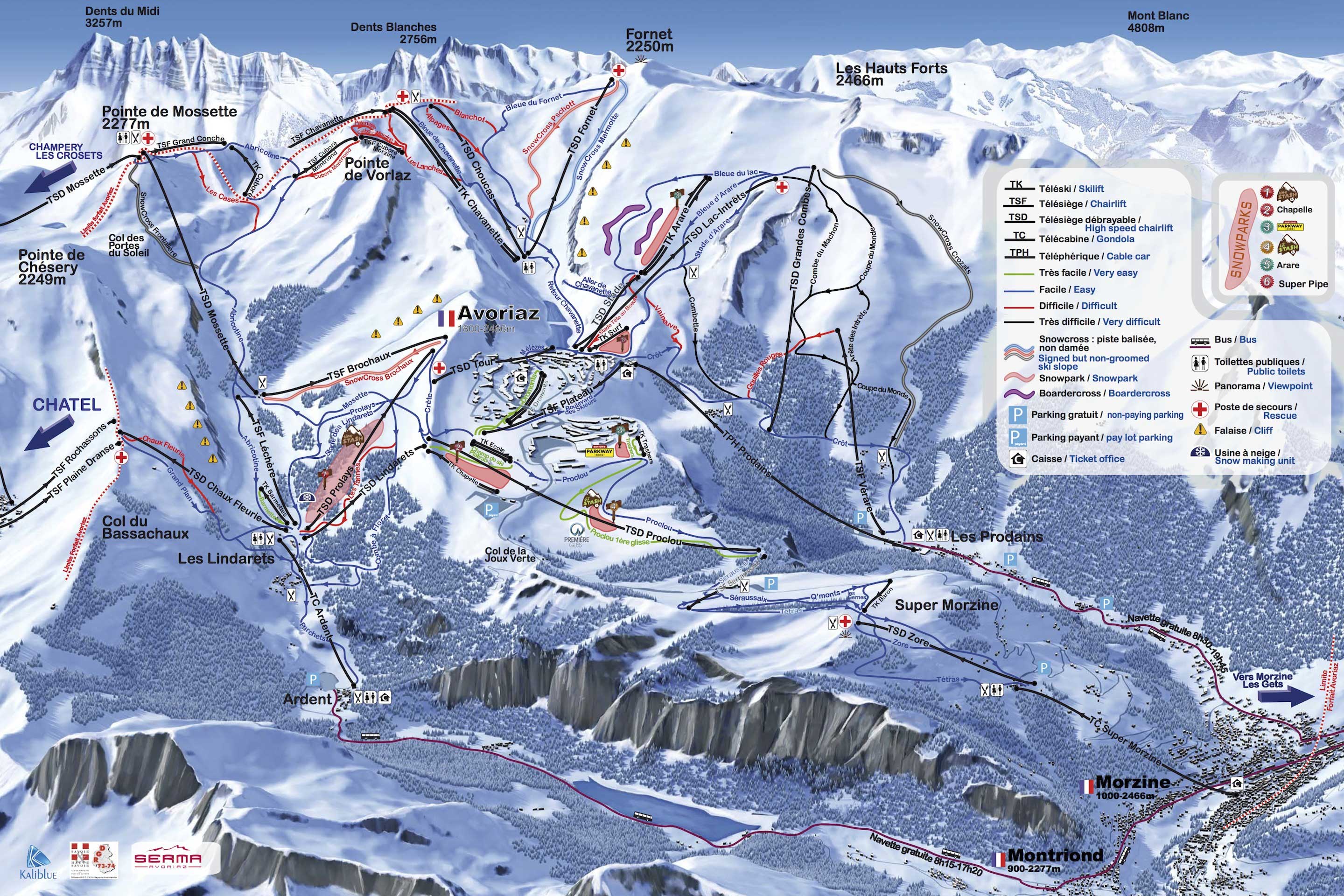 Avoriaz - Carte des pistes de Ski