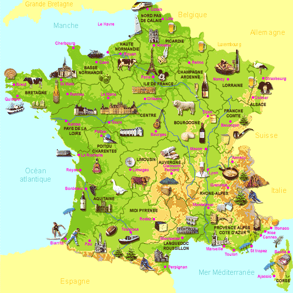 Carte France villes touristiques
