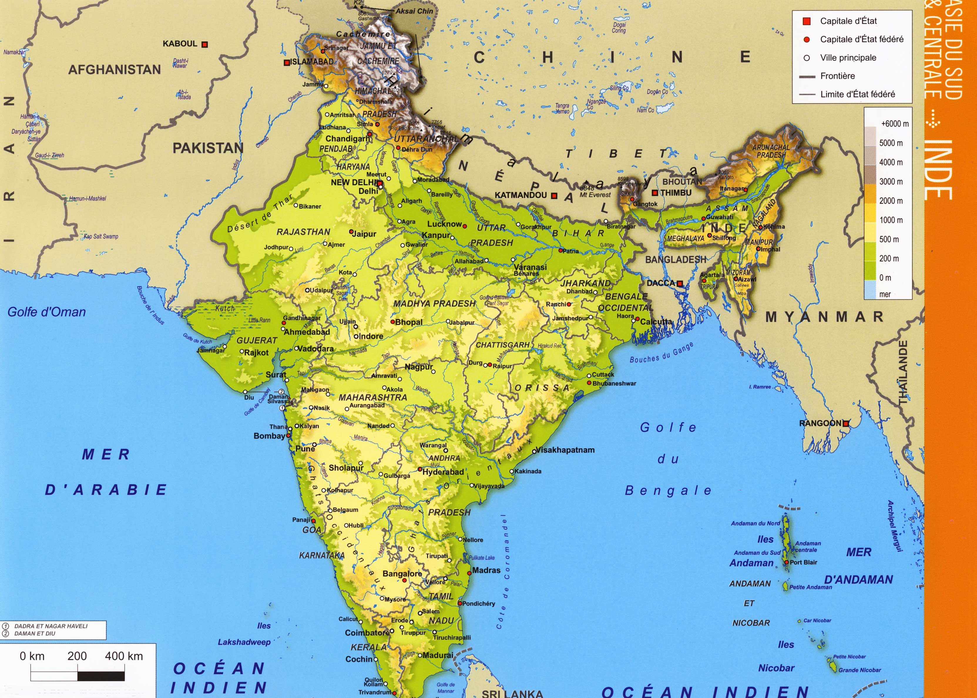 carte géographique inde