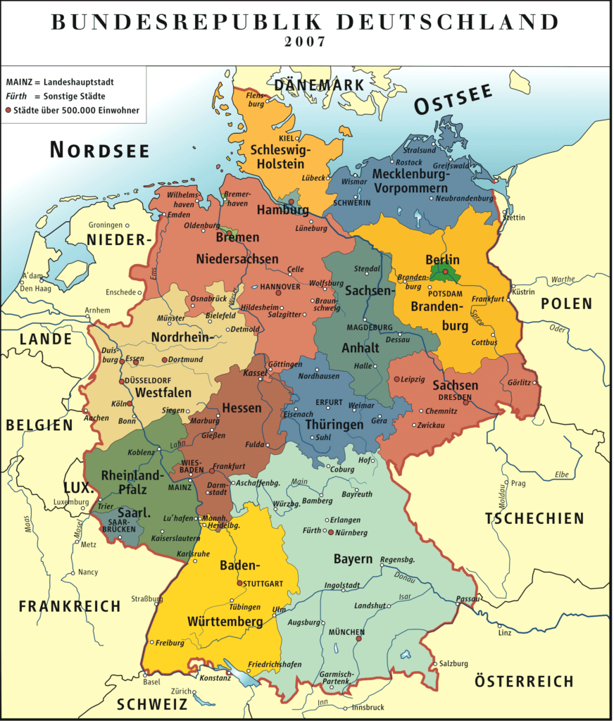 Les États fédérés en Allemagne.