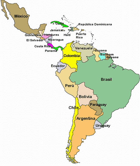 Carte d'Amérique latine