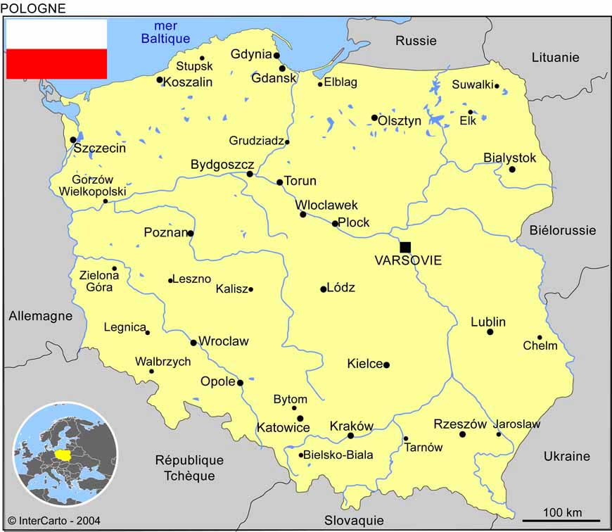 carte géographique de la pologne