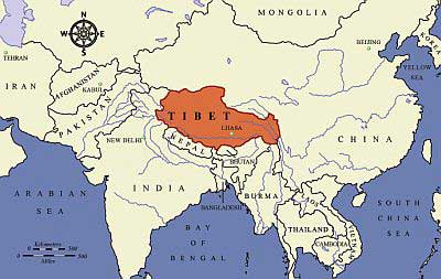 Himalaya sur la carte du monde