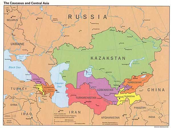 Asie centrale - carte du monde