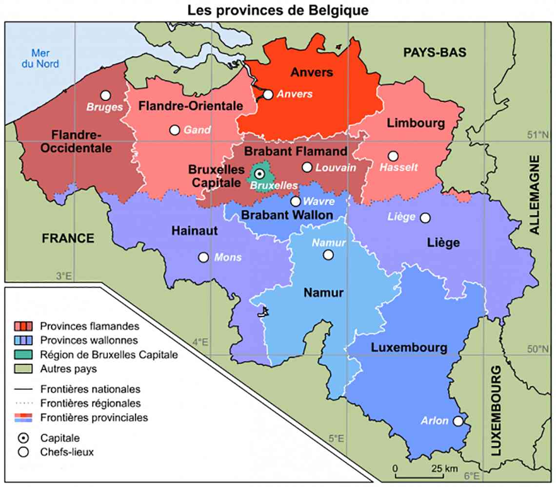 Wallonie - Carte des provinces