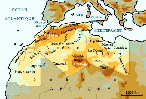 Atlas - Carte du Maghreb