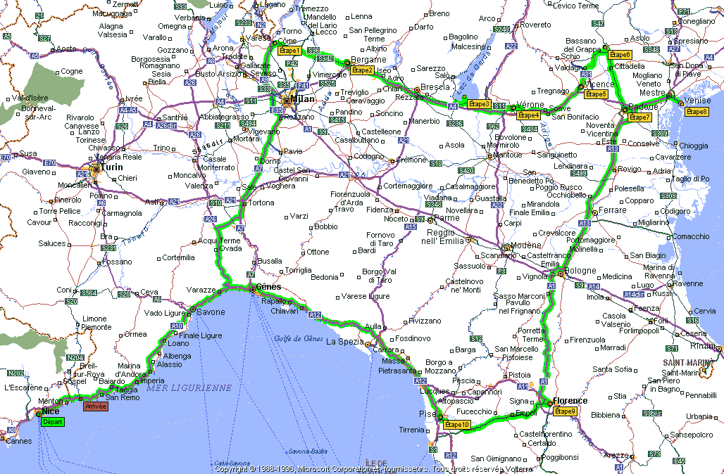 réseau routier italien