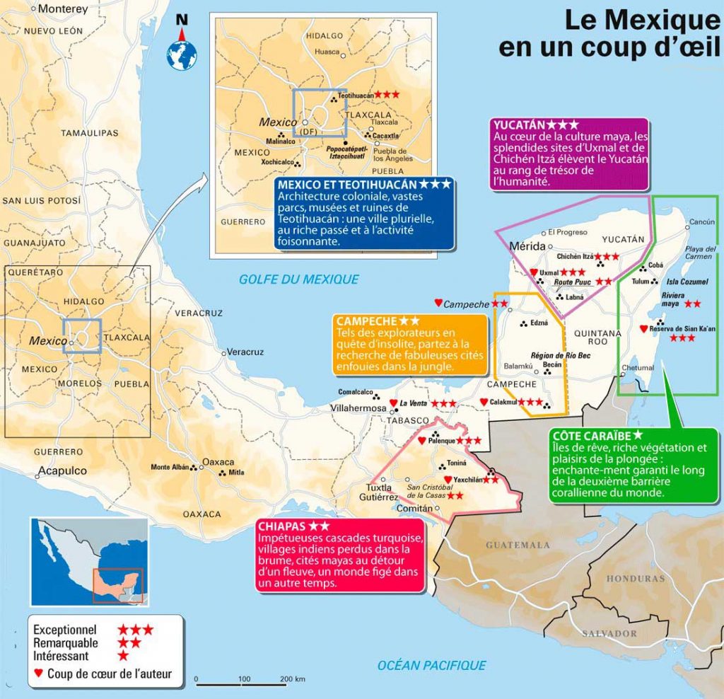 carte touristique du Mexique