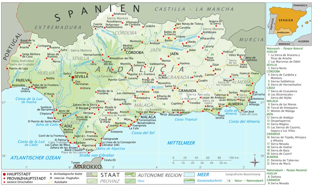 Carte Andalousie Espagne