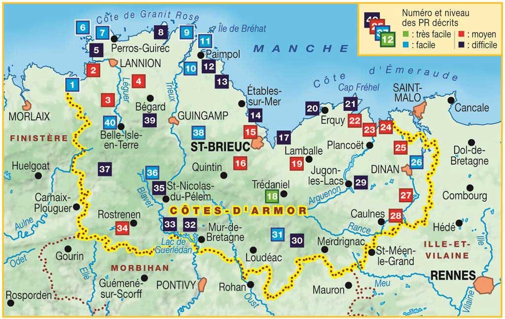Carte des Côtes d'Armor touristique