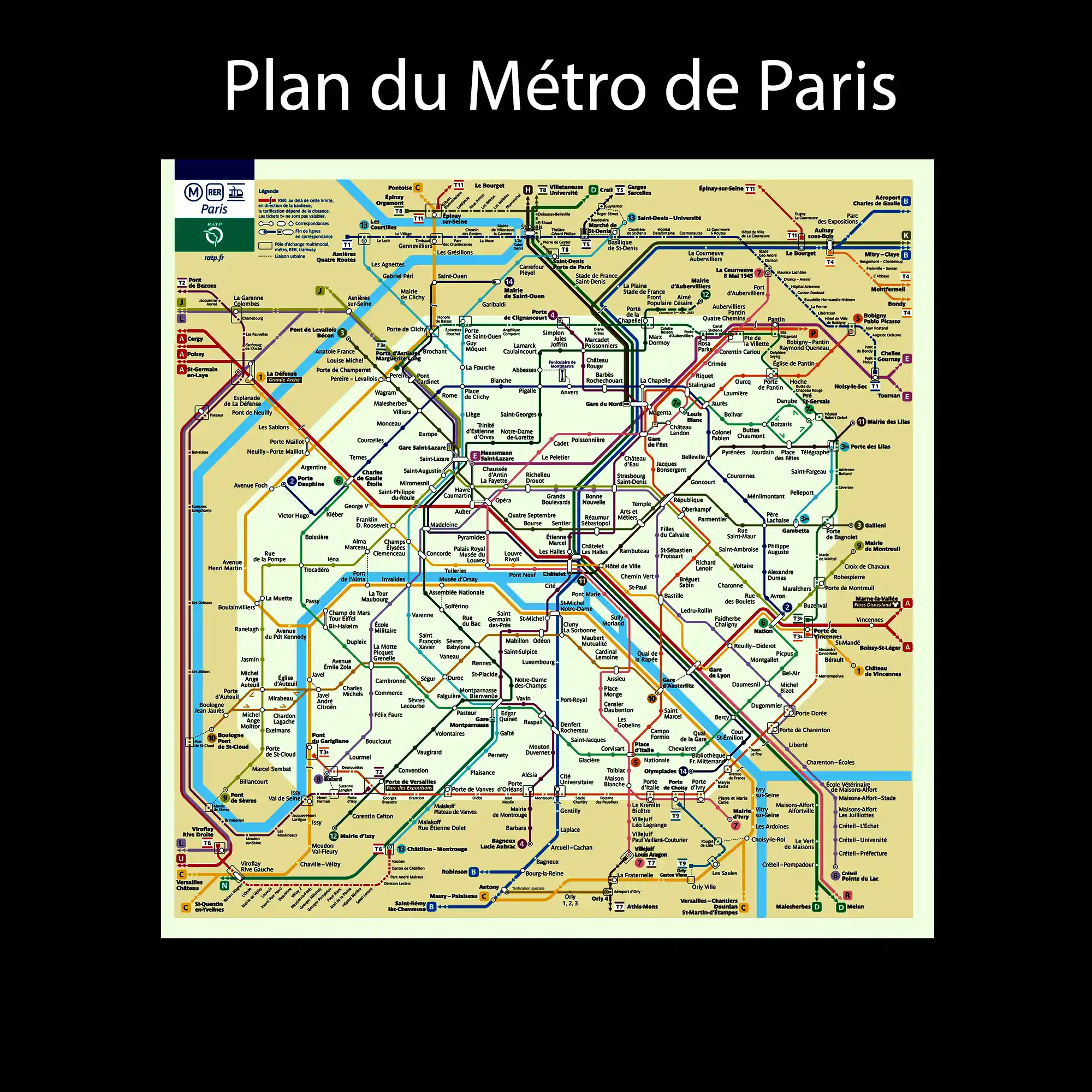 Plan du métro de Paris - 2022