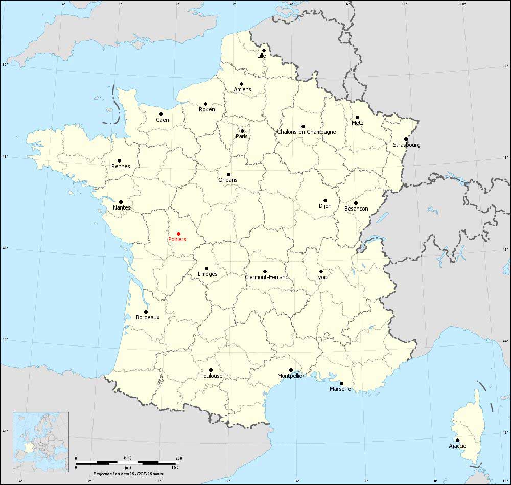 Poitiers sur la carte des régions