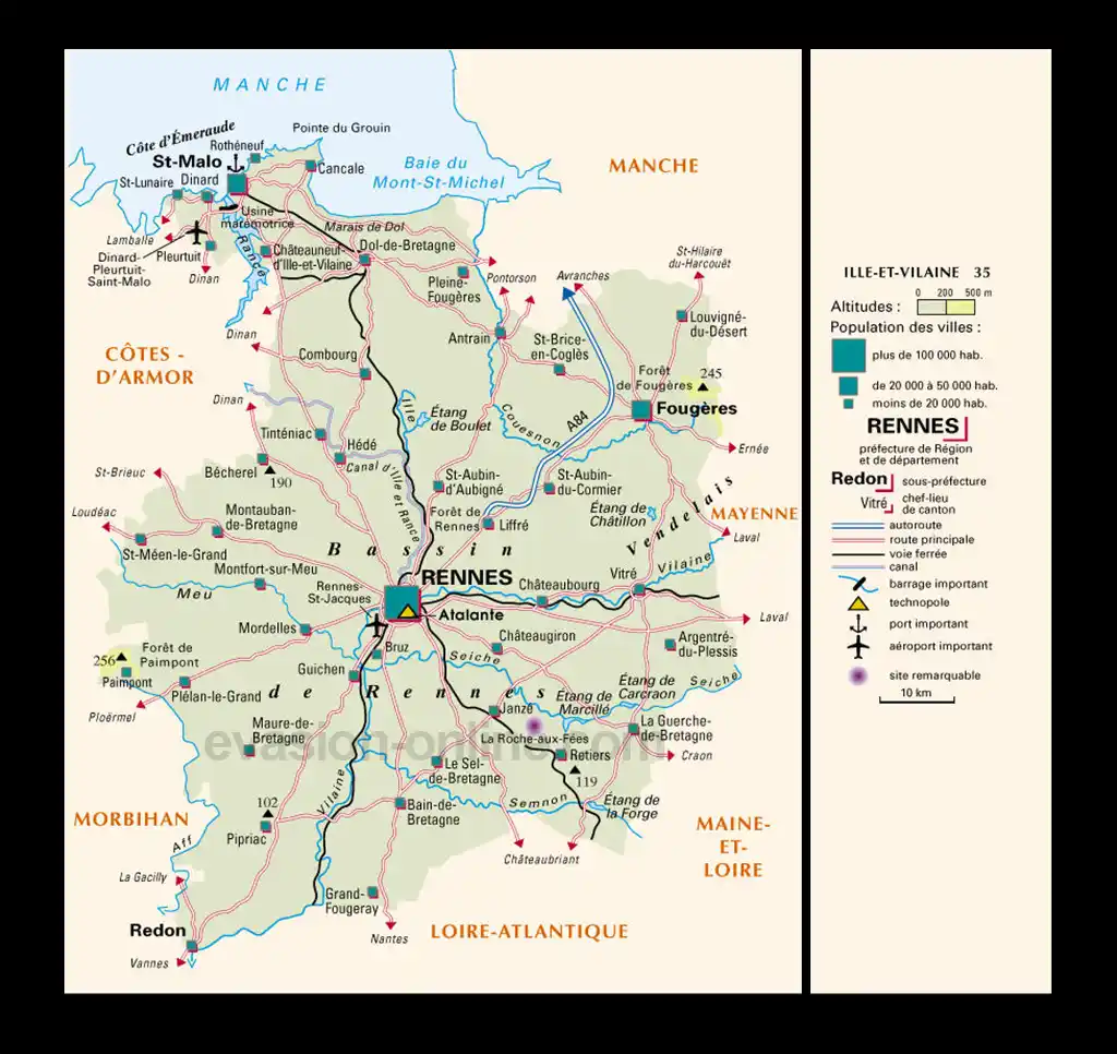 Carte des villes d'Ille et Vilaine