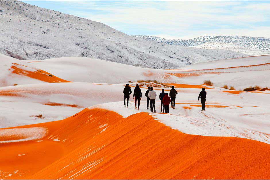 La neige dans le désert du Sahara