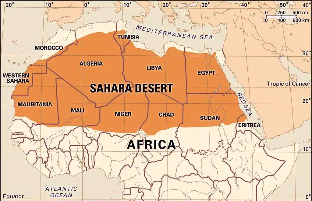 Carte du Sahara