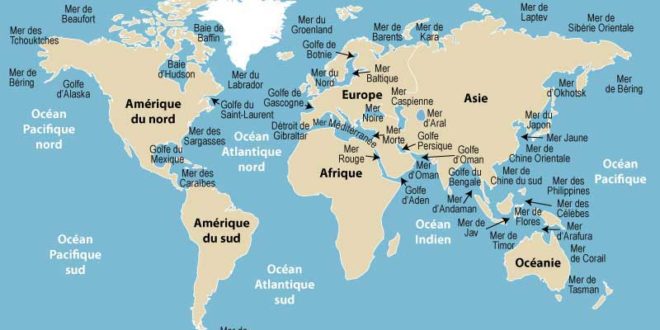 Carte des Mers et Océans