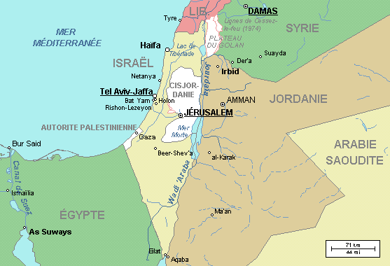 Carte de l'Israël avec villes