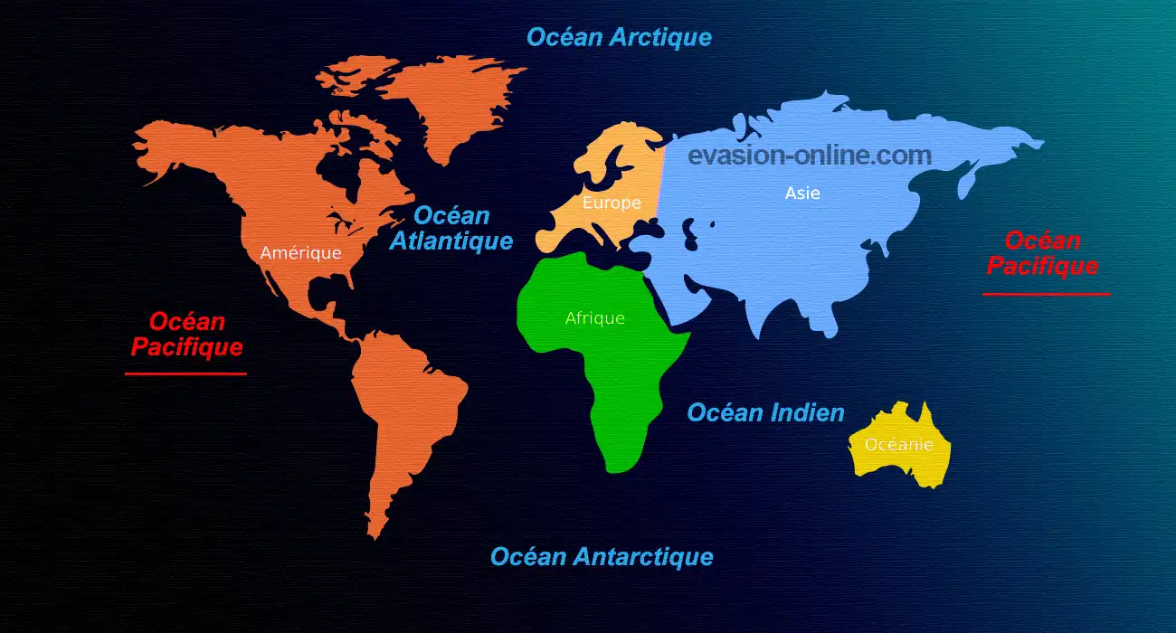 Océan Pacifique sur la carte du monde