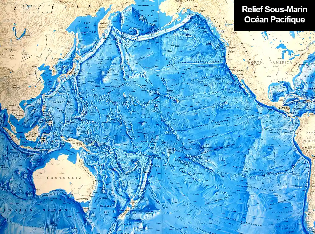 Carte du relief sous marin de l'Océan Pacifique