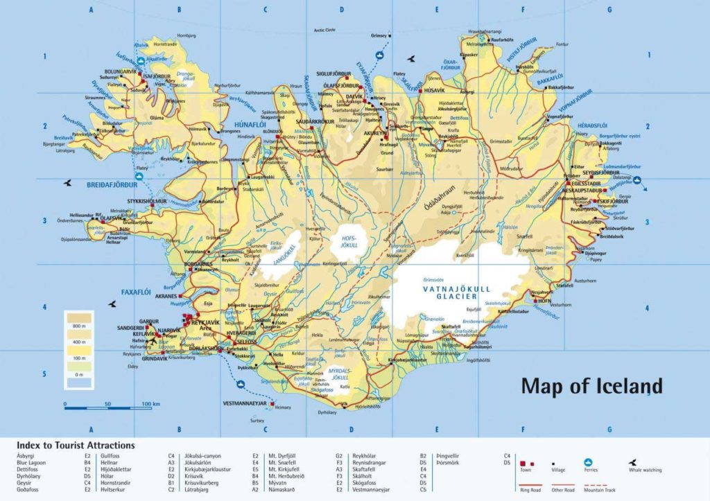 Carte touristique de l'Islande