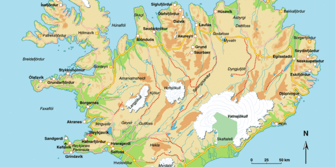 Carte Islande avec les villes