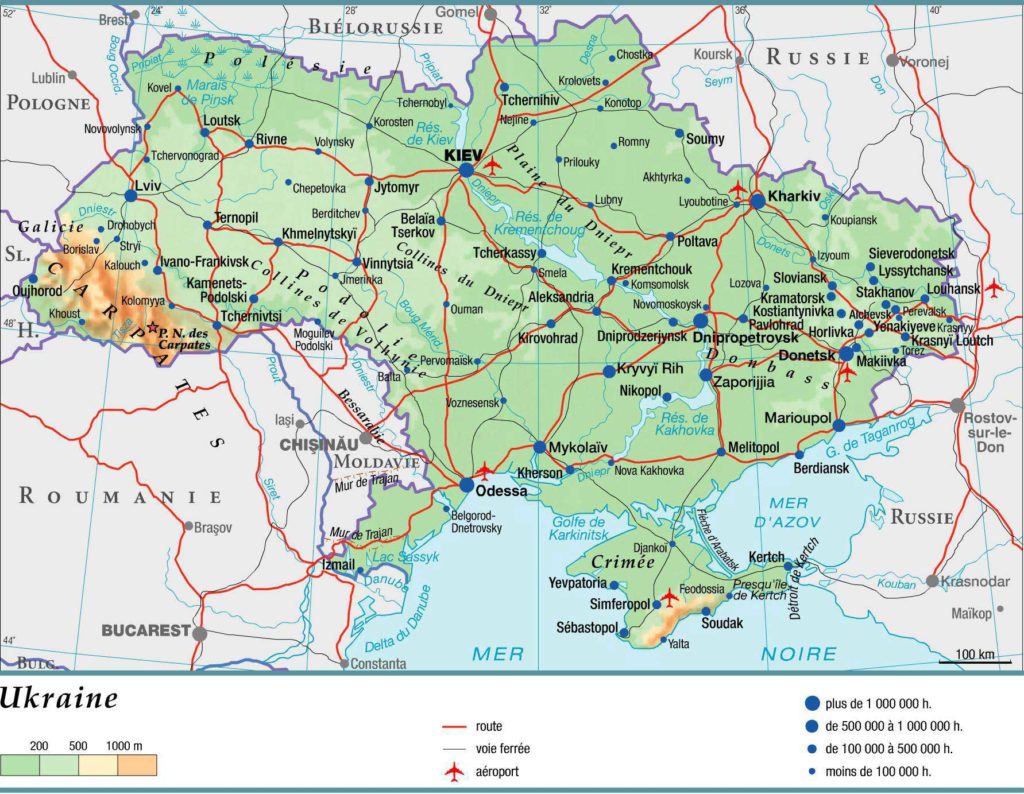 carte détaillée de l'Ukraine