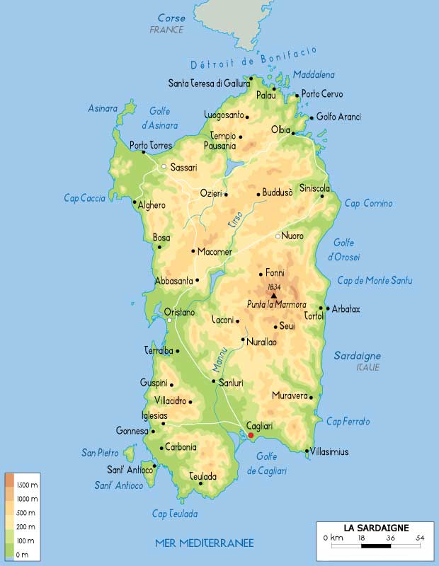 Carte de la Sardaigne